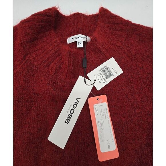 Vigoss Womens Soft Red Pullover Sweater 1X NWT Fuzzy Soft Festive - Picture 2 of 10